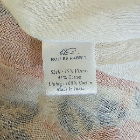 Anthropologie Roller Rabbit Hibiscus Floral Print Mini Dress Blue Red Size XS - Picture 10 of 10